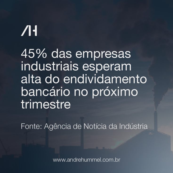 45% das indústrias esperam aumento do endividamento bancário no próximo trimestre
