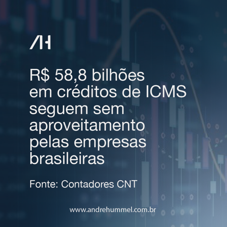 R$ 58,8 bilhões em créditos de ICMS seguem sem aproveitamento pelas empresas brasileiras